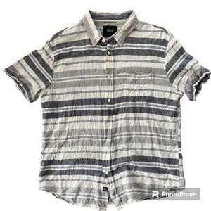 Rails Men’s Large Carson Navy Grey Stripe Short Sleeve Shirt Linen Blend